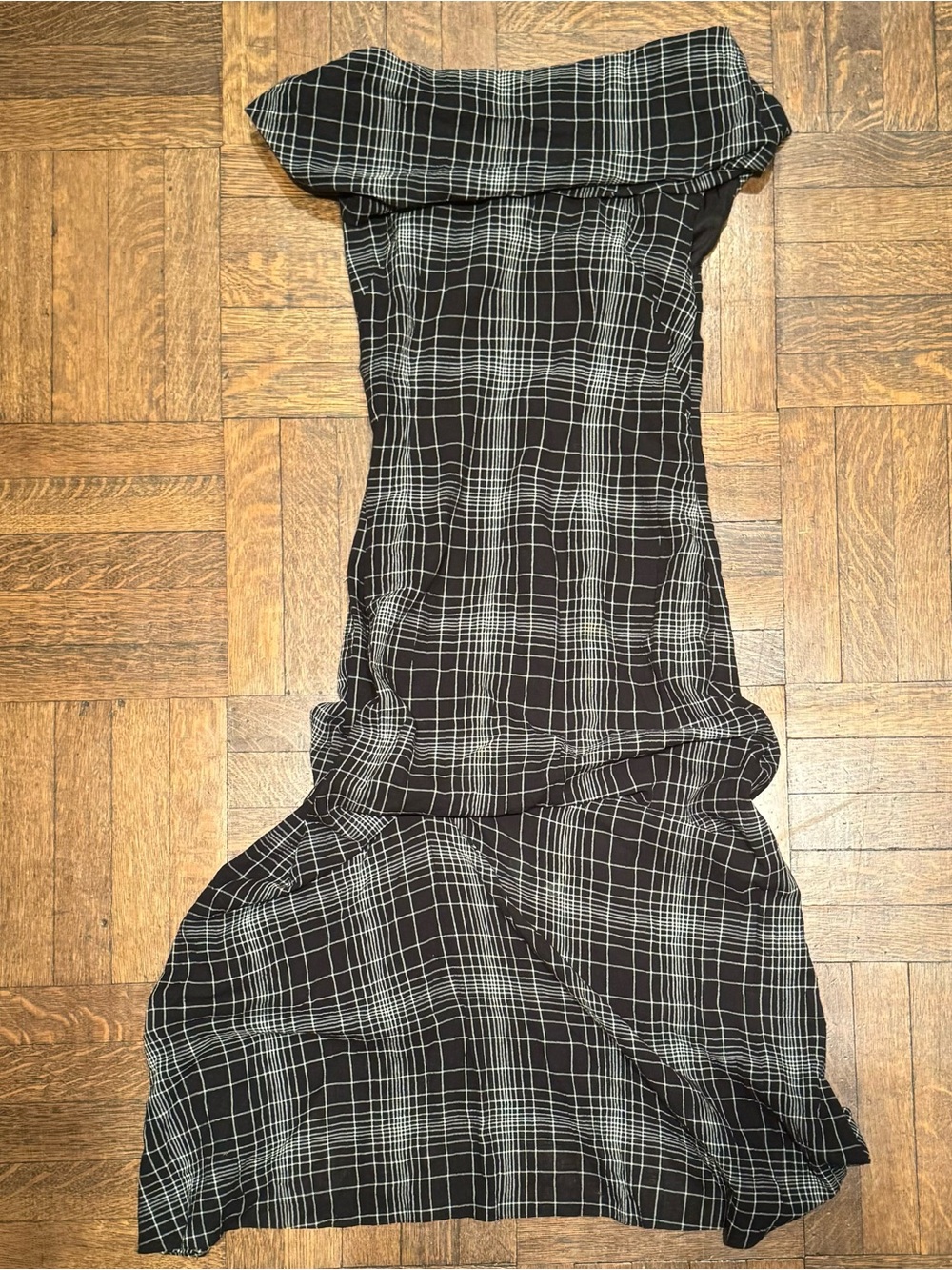 Morgane Le Fay 100% Cotton Linen Off Shoulder Sleeveless Black Maxi Dress SZ Med